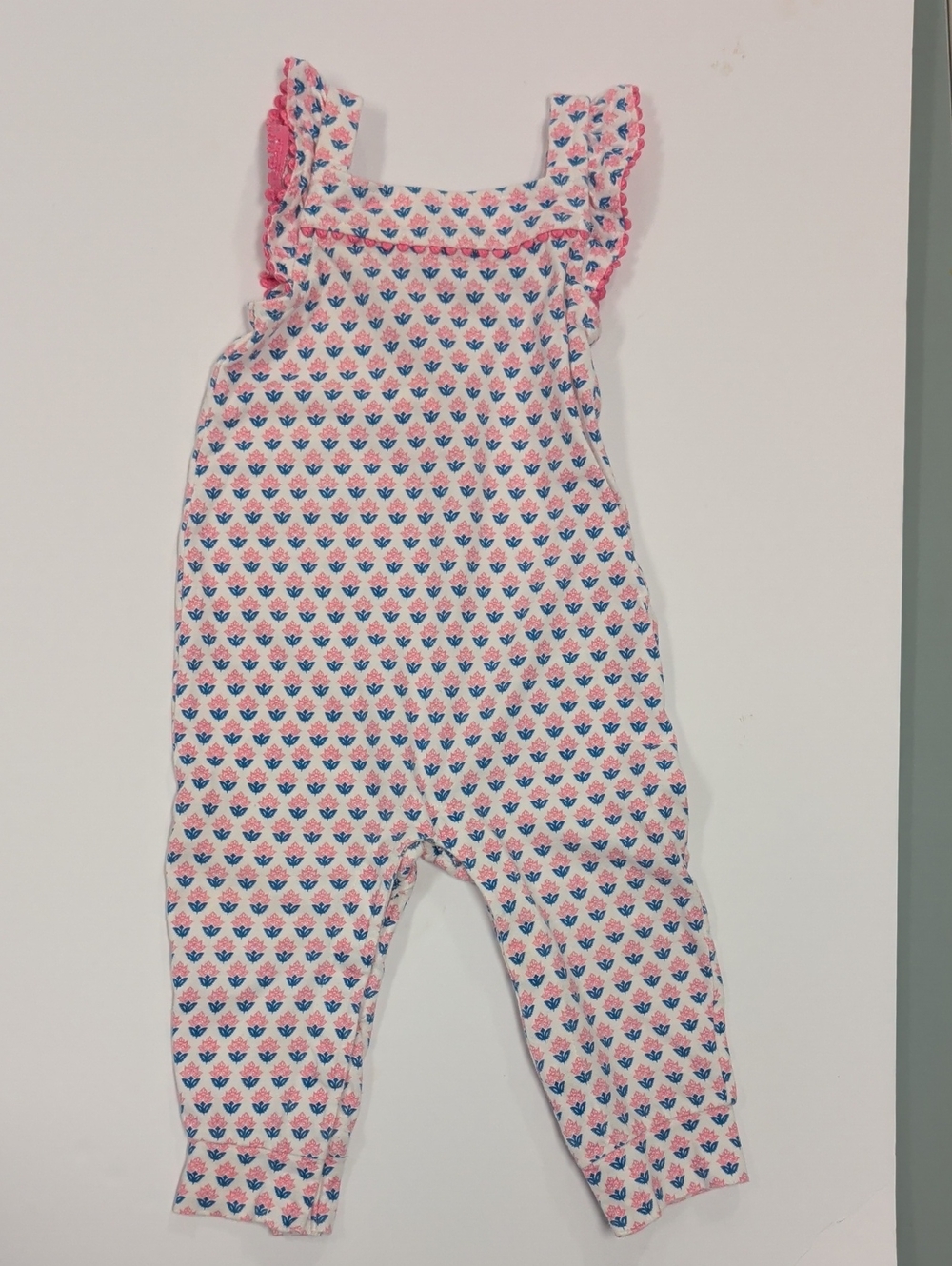 Carter's Pink & Blue Floral Print Kids Romper 9 Mos